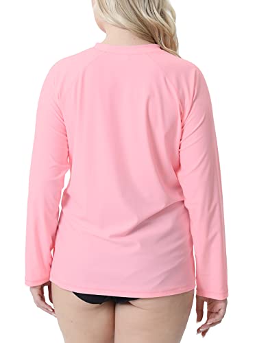 Halcurt Women’s Plus Size Long Sleeve Rash Guard Loose Fit Swim Shirt Upf50+ Sun Protection Swimsuit Top Light Salmon #TOP4