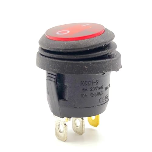 Interruptor basculante KCD1 mini on off redondo 3 pines 6A 250V 10A 125V 4