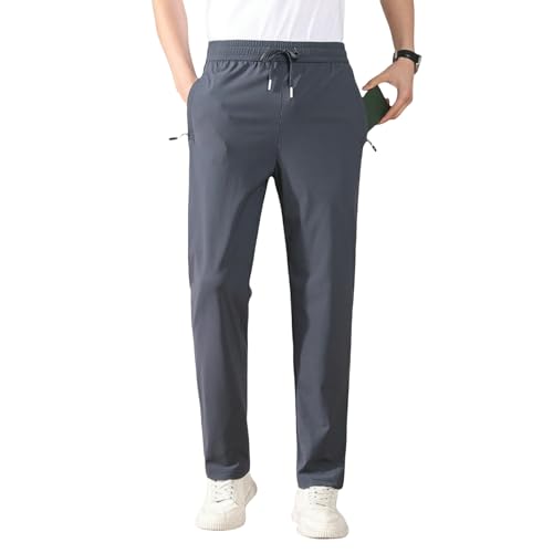 Men's Summer Thin Ice Silk Loose Straight Sporty Casual Pants