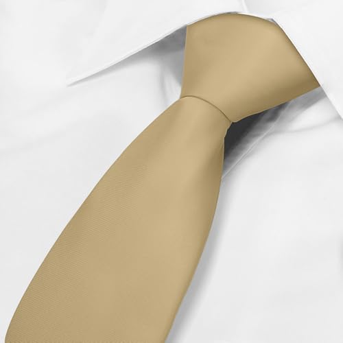 Image of Men's Classic Satin 3.15 inch Soild Color Necktie Wedding Business Tie & Gift Box