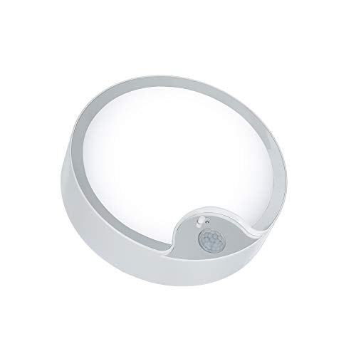 DIYZON Lámpara de techo con detector de movimiento, Plafón de techo LED superbrillante de batería para el interior, ático, lavadero, garaje, pasillo, escaleras, 18.3cm 300LM Luz blanca Cover