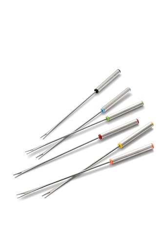 Bon Chef Fondue Forks, Set of 6, Stainless Steel with Colored Handles