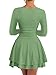 Kaximil Women's Square Neck Ruffle Hem Mini Dress Ruched Waist Long Sleeve Corset Short Party Dresses, X-Large, Pea Green