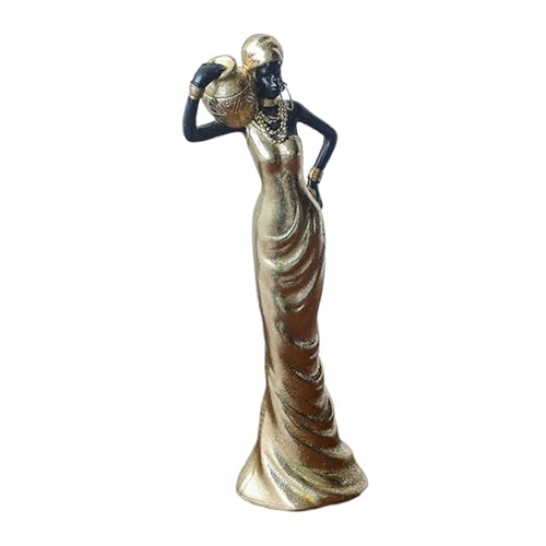 HGZLQKD African Sculpture Tribal Lady Statue Tabletop Ornament Women Figure for Bedroom Desk Entryway Bookshelf Housewarming Gift, Style A
