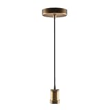Bronze Mini Pendant Light Fitting Antique Style, Single Light Socket, 4.75'' Canopy, Adjustable 10ft Black Fabric Cord, Ceiling Lighting Fixture, E26 Lampholder, Harwez LP-116-5