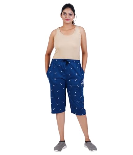 Image of FEEL TRACK Women Cotton Regular Fit Printed Capri (Pack of 1)
