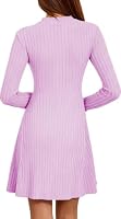 TrendiMax Damen Kleid Herbst Winter Freizeitkleid Langarm Minikleid, Helllila, L – Ansicht 5