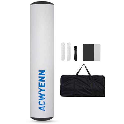 ACWYENN Inflatable Boat Bumpers for Docking, Large Inflatable Boat Dock Fenders and Bumpers for Fishing Boat, Pontoon Boat, Yachts and Jet Ski (10'x24 Grey-Black)