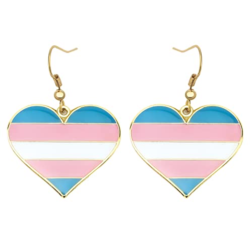 Transgender Pride Herzform baumelnde Ohrringe Gay & Lesben LGBT Pride Geschenke Regenbogen Schmuck (Transgender Herz)