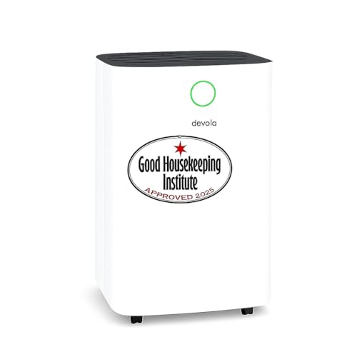 Devola 12L/day Low Energy Dehumidifier, Quiet & Energy Efficient (costs less than 5p per hour) Dehumidifiers for Home, Laundry Drying Dehumidifier, Dust Filter