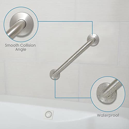 Image of KosmoCare 304 Grade Stainless Steel Wall Monted Safety Straight Grab Bar for Elderly for use in Toilet and Shower (19 mm Diameter X 12 inch Length) Pack of 2