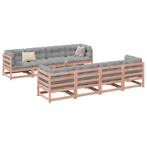 Gecheer Muebles de Jardin,Sofa Jardin Exterior,Muebles terraza y Jardin,Sofás Patio,Juego de sofás de jardín 9 pzas Madera Maciza de Abeto Douglas M3#