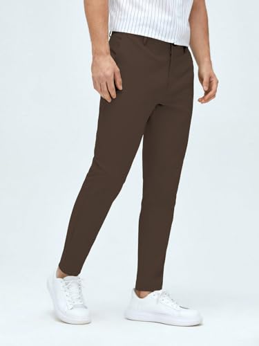 Image of AVANOVA Men's Classic Dress Pants with Side Pockets | Solid Tapered Suit Trousers, Business Formal Office Wear Regular Fit Pants, Stretchable Blend Slim Carrot Fit (Trouser 255)