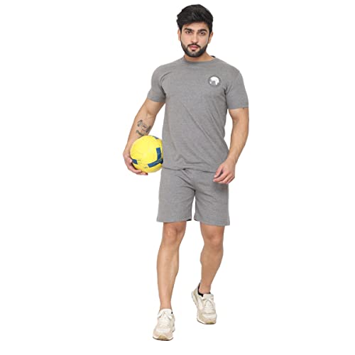 Image of D-GREEN Men's Basic Solid Cotton Round Neck Tracksuit for Athletics Jogging Gym and Sports