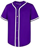 babyhealthy Mens Blank Baseball Jersey Button Down Shirts Plain Hip Hop Hipster Tshirts Softball Sports Active Tee