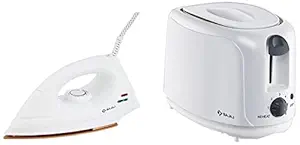 Bajaj DX 7 1000-Watt Dry Iron & ATX 4 750-Watt Pop-up Toaster (White) Combo