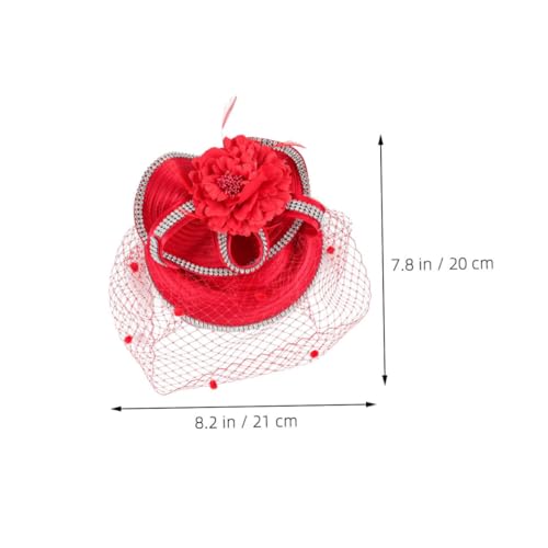 Fascinateur rouge mariage clip solide coiffure robe de fête - 2