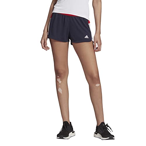 adidas Women's Pacer 3-Stripes Woven Shorts, Legend Ink / Vivid Red, M