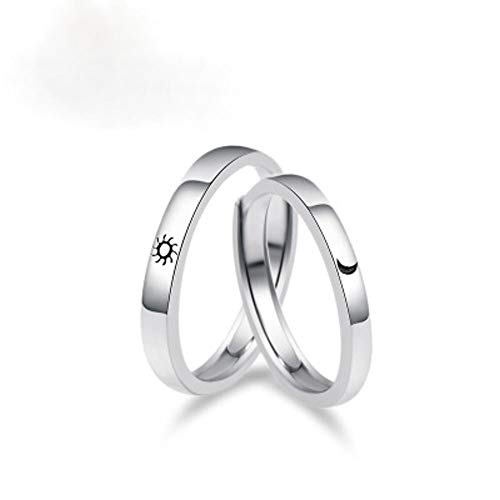 Bagues de couple en argent cadeau romantique pour elle et lui avec motifs célestes
