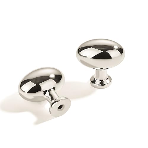 ZAUYX 10 Pack Polished Nickel Oval Cabinet Knobs: Modern Drawer Knobs Kitchen Cabinet Hardware Zinc Knobs for Dresser Drawers