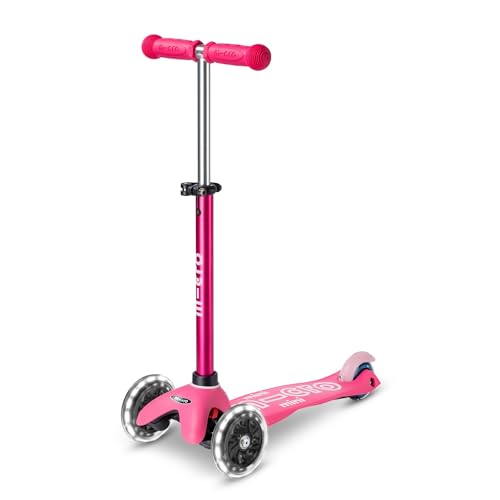 Micro | Trottinette Mini Deluxe LED | Trottinette 3 Roues | Roues Lumineuses | L'équilibre et Motricité | 2-5 Ans | Rose