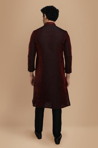 Image of Manyavar Men's Jacquard Hand Embroidered Kurta Churidar Set (2pcs)