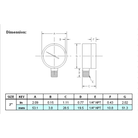 Miniatura 4 de HFS (R) -30 inHg-0 PSI Dry Utility Manómetro de vacío de utilidad, Blk.Steel 14" NPT montaje inferior, PSI y barra doble escala