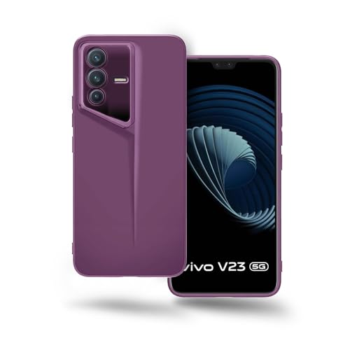 Image of Amazon Brand - Solimo Ultra-Thin Blade Runner Series Matte Finished Camera Protection Soft Back Cover for Vivo V23 - Purple