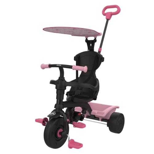 TP Zoomee 4 in 1 Trike - Unicorn Dream - Parental Lock Mode, Removable Safety Bar, Safety Steering Lock System & Shock Resistant Wheels, Adjustable UV Sunshade - Ages 10-36 Months.