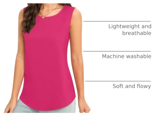 Image of Women's Sleeveless Chiffon Tank Top Business Casual Blouse Tunic Top