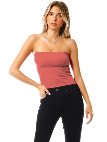 Image of MixMatchy Women's 3 Pack Tube Top Built-in Bra Strapless Ruched Bandeau