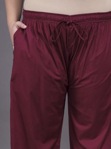 Image of Tissu Plus Women's Maroon Zari Work Printed Pure Cotton Kurta & Palazzo with Dupatta