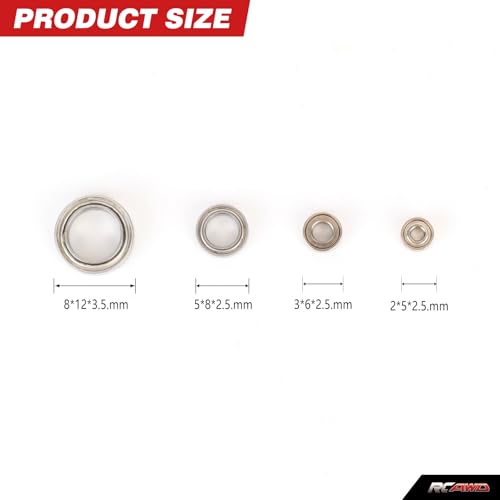 Image of RCAWD for Hobbyplus Arktos Ball Bearing Kit Upgrades, 42pcs Steel RC Bearing for HB 1 /18 CR-18P 6X6 Upgrades Parts Sliver