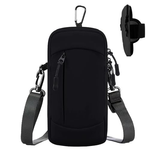 Cell Phone Crossbody Bag with Arm Band, Waterproof Phone Holder Pouch Fits iPhone & Android up to 7'', Small Sling Shoulder Purse for Running, Hiking, Travel, Workout (Black)
