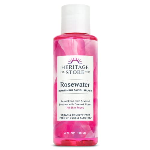 Heritage Store Rosewater | Refreshing Facial Splash For Glowing Skin | No Dyes Or Alcohol | Vegan & Cruelty Free (4Oz) #TOP18