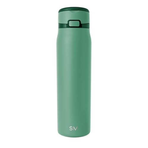 Image of Simple Modern Water Bottle with Straw & Handle | 30oz | Green | Mesa Loop Insulated Water Bottle for School, Sports, Travel | Leak Proof, Stainless Steel | Basil