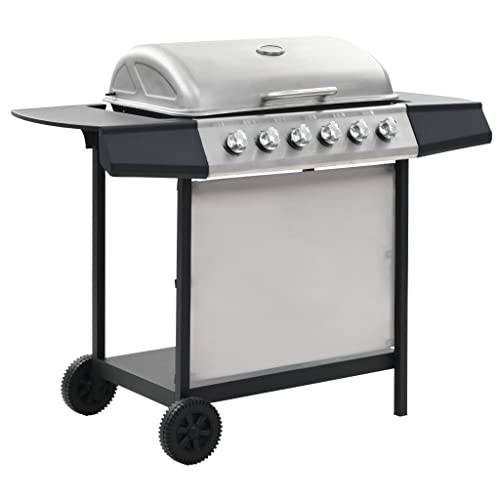 Vidaxl - Barbacoa Portátil De Gas Con 6 Zonas Plateada Acero Inoxidable - Plateado En Oferta Vidaxl Barbacoa Portátil Gas 6 Zonas Plateada Acero Inoxidable Camping Picnic