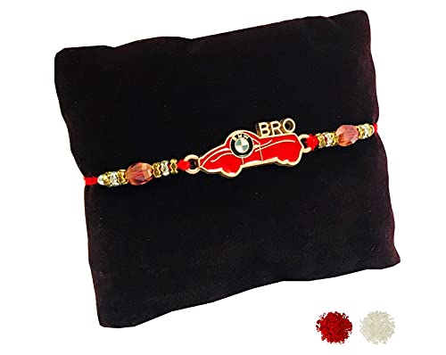 Image of 2 Pcs Amazing Bro And Bro Car Bracelet Rakhi For Brother | Rakhi Combo-146-155 | Red Wristband