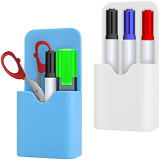 TIESOME Magnetic Pen Marker Holders, 2 Pcs Dry Erase Marker Magnetic Cup Holder, Whiteboard Pen Holder Organizer Pen/Pencil/Magnets/Dry Erase/Marker Storage Organizer for Refrigerator Cabinet Locker
