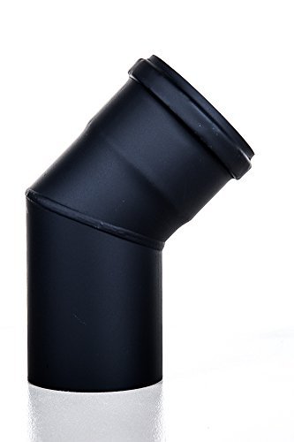An Camini F517080 - Gomito A 45° In Acciaio Inox, Curva, Diametro 80 Mm, Nero, Per Stufa A Pellet, Nocciolino, Scarico Fumi, Condensa