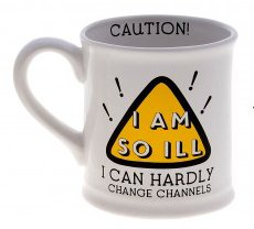 Man Flu Mug, Man Sized Mug for with Man Flu Warning Message, White with Yellow and Black Writing 4 Designs to Choose from by Homestreet® (SO Ill)