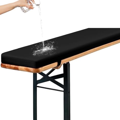 Genérico Cojines Acolchados para Banco de Cerveza, Cojín Antideslizante Impermeable 220x25, 180x23, 200x30 con Hebilla para Muebles de Exterior, Resistentes A La Intemperie,Negro,110x40x3cm
