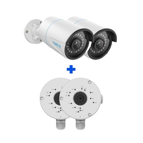 REOLINK PoE Outdoor Home Security Dome Cameras Bundle, 5MP Surveillance, Smart Person/Vehicle/Pet Detection, Timelapse, 100ft IR Night Vision, Up to 256GB SD Card, 2xRLC-510A & 2X Junction B