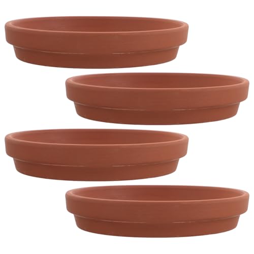Beaupretty 4 Platillos Redondos de Terracota de 5 Pulgadas para Plantas de Interior y Exterior Captura de Exceso de Agua y Aeración Óptima, Bandejas Artesanales de Arcilla
