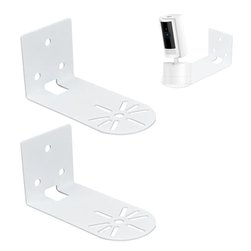 2 Pack Adhesive Wall Mount Compatible with Ring Pan-Tilt Indoor Cam, Adjustable Metal Camera Holder Bracket Camera Corner Mount Ceiling Mount, Easy to Install, White