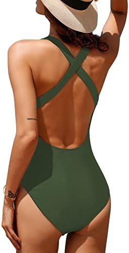 Upopby Ladies One Piece Swimsuit for Athletic Racebck Training Sports One Piece Bathing Suits Swimwear for Juniors Teen Girls Amy Green 6