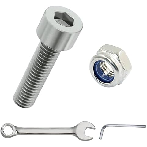 24PCS Replace Screws Stainless Steel M6 x 25mm Socket Head Cap Bolts with M6 Nylon Lock Nut,1 Pcs Hex Key,1 PCS Wrench Cover
