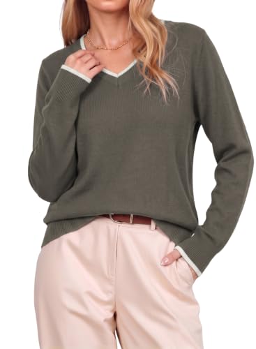 Image of Dokotoo Women's Wool Blend Crew Neck Casual Fall Sweaters Knit Tops | Lightweight,Long Sleeve,Fall Outftis,Dressy,Ribbed Hem,Business Casual Tops,Comfy Knit,Pullover,Basic Classic,Layer Clothes
