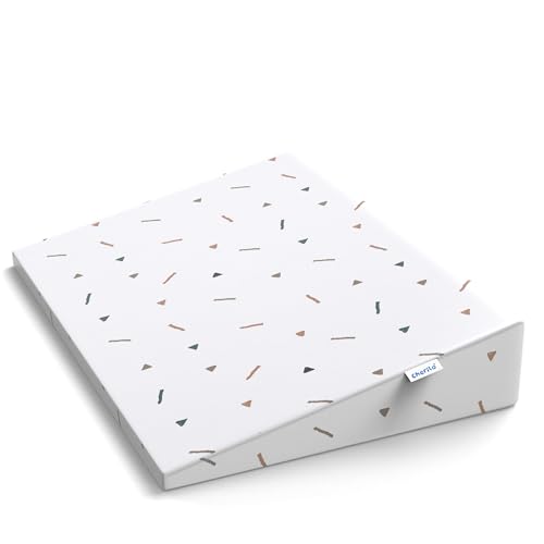 Image of Cherilo Half Size Elevated Wedge Pillow for Baby Crib & Mattress, Elevate Baby to Prevent Acid Reflux, Colic, GERD, Heat Burn, 19 inch x 13.5 inch x 3.5 inch - with Removable Cover - Triangle Design - White