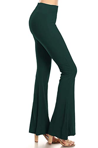 Leggings Depot Women's Wide Leg Palazzo Pants for Casual, Work, Lounge (Forest Teal, Small)